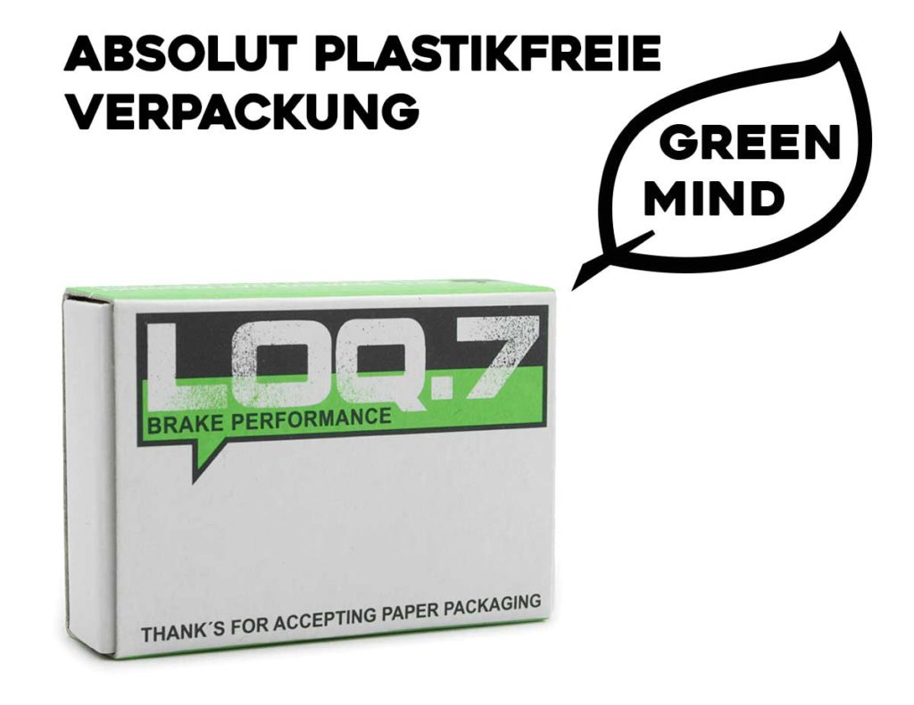 LOQ.7 Break Performance Fahrrad Scheiben-Bremsbeläge in plastikfreier Verpackung.